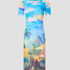 Stella Jean Multicolor Tropical Print Midi Dress Size 6 (IT 42)